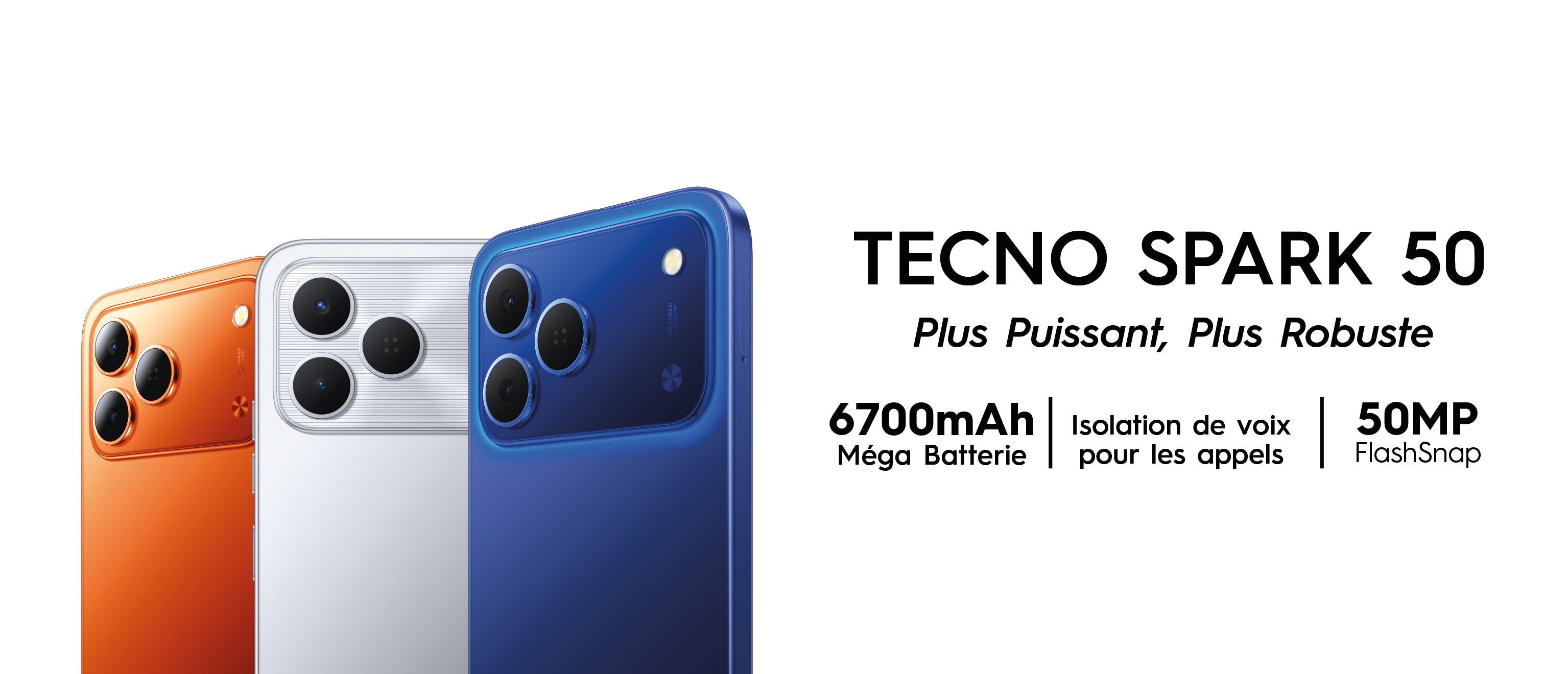 Tecno Spark 50  - 12 GB - 128 GB - 6700 mAh - 6'78 Pouces - 50 Mpx