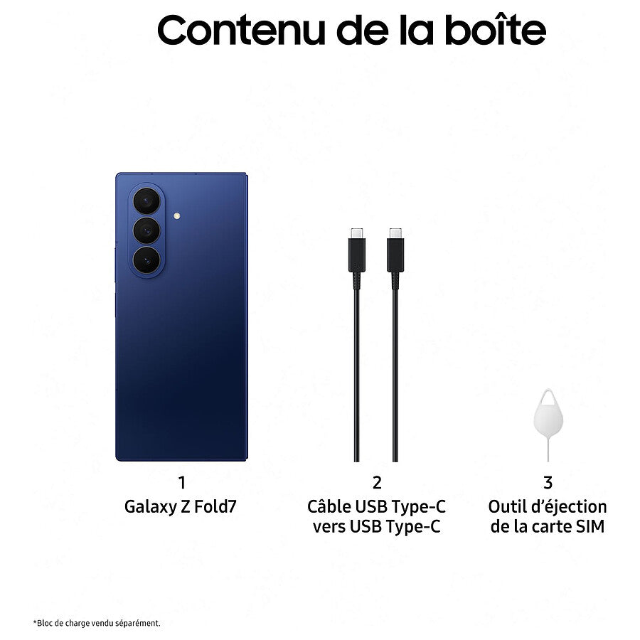 Samsung Galaxy Z Fold 7 Bleu  - DUAL SIM -  12 Go ram -   256 Go rom  - 5G - 200MP .