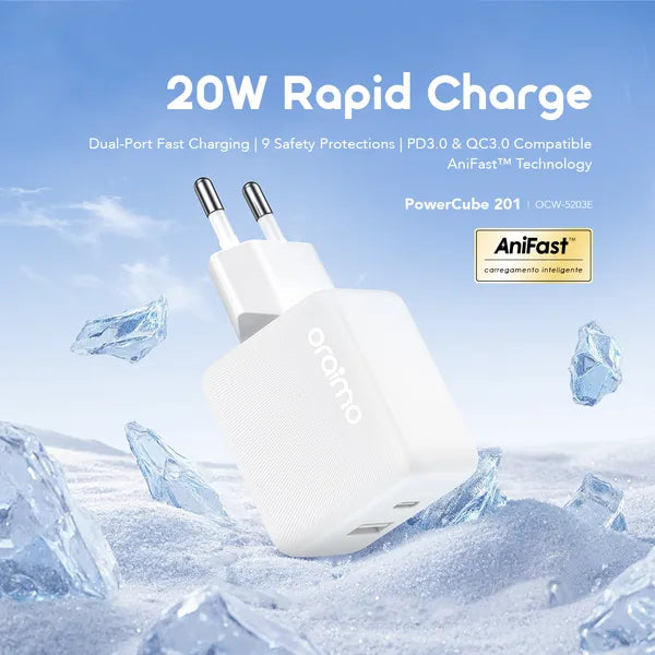 Kit chargeur oraimo PowerCube 201 avec prise de type UE 20 W