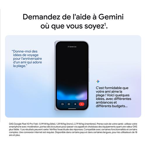 Smartphone Google Pixel 10 Pro Fold - 5G Double SIM -  256 Go  ROM - ANDROID 16 .