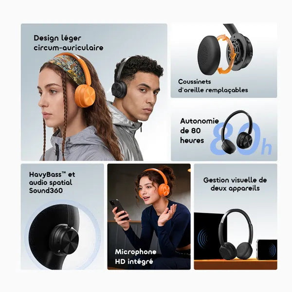 oraimo BoomPop Air Lightweight On-Ear Wireless Headphones