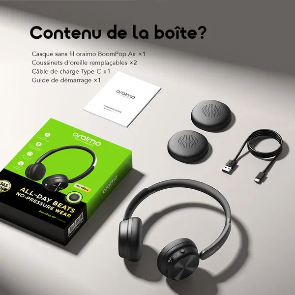 oraimo BoomPop Air Lightweight On-Ear Wireless Headphones