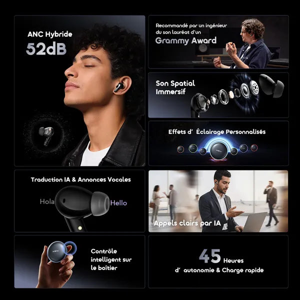 oraimo SpaceBuds 2 Écouteurs True Wireless AI Smart
