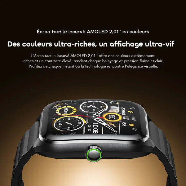 oraimo Watch Nova 2 Montre connectée à écran tactile incurvé AMOLED IP68 de 2,01 pouces