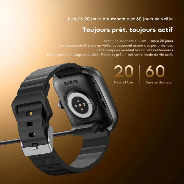 oraimo Watch Nova 2 Montre connectée à écran tactile incurvé AMOLED IP68 de 2,01 pouces