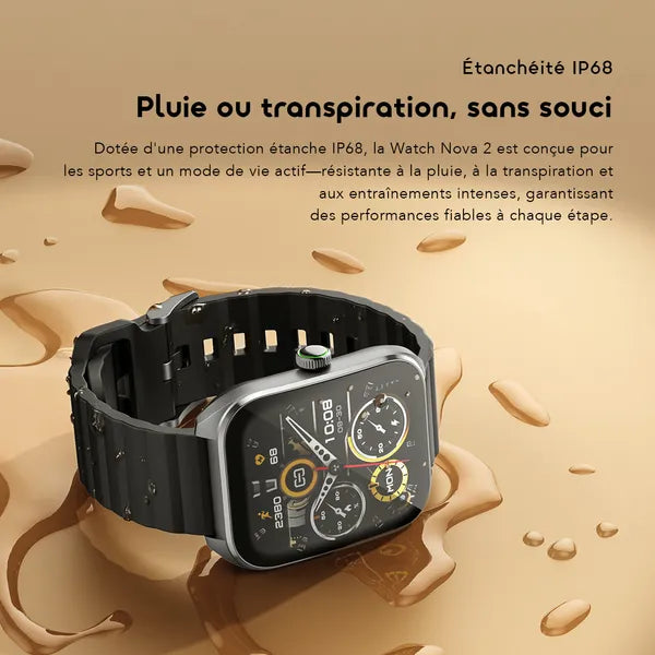 oraimo Watch Nova 2 Montre connectée à écran tactile incurvé AMOLED IP68 de 2,01 pouces