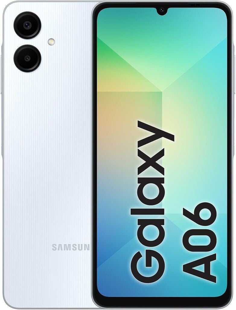 Samsung Galaxy A06 -  Mémoire RAM : 4 Go •    Mémoire interne : 64 Go •    Caméras arrière : 50 MP + 2 MP (2 Caméras) •    Caméra Selfie : 8 MP (1 Caméra) •    Battérie : 5000 mAh à charge rapide 25 W •    Lecteur d'empreinte : Oui, latéral