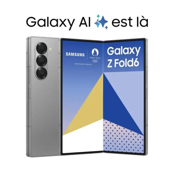 Samsung Galaxy Z Fold6 256 Go -  7,6 pouces  Full HD  120 Hz  50 mégapixels  12 Go Mémoire vive (RAM)  256 Go  Snapdragon 8 Gen 3  Android 14