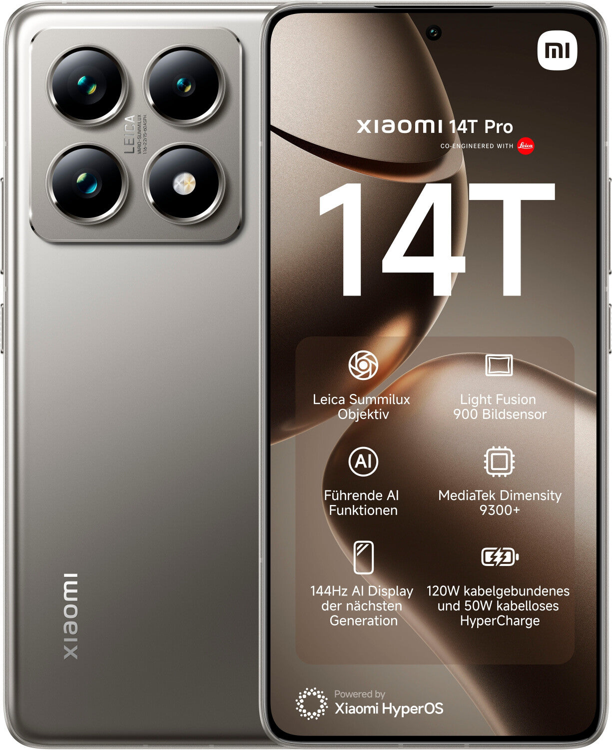 Xiaomi 14T Pro - 512GO - 6,67 pouces  Full HD  144 Hz  50 mégapixels  16 Go Mémoire vive (RAM)  Dimensity 9300+  Android 14  Capacité de la batterie 5 000 mAh